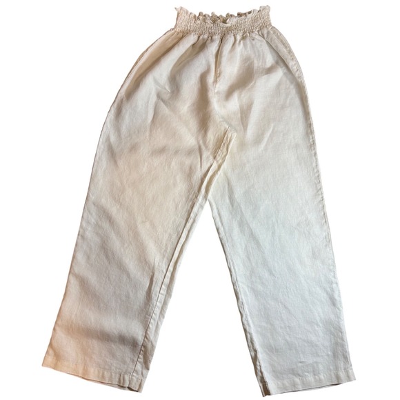 House of Harlow 1960 Cream Linen Paperbag Waist Wide Leg Boho Pants Size S - Picture 2 of 8